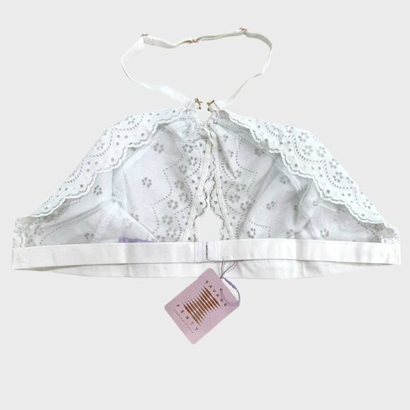 Savage X Fenty Curvy Broderie Lace Halter Bralette | Plus 3X White Festival Top - Picture 9 of 10